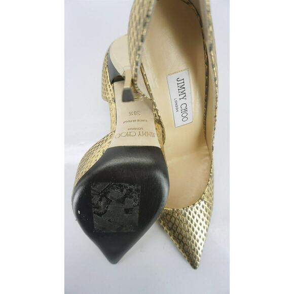 Jimmy Choo WIllis Gold Snake Half d'Orsay Pointy Pumps High Heels - Picture 3 of 12
